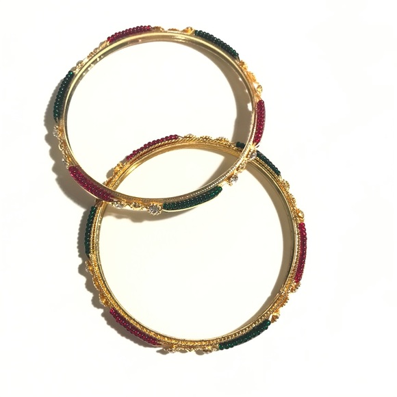 Vintage bracelet with colored red green, - Picture 2 of 7